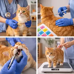 Revisión veterinaria de un gato